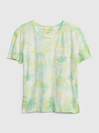 Zelené dievčenské tričko batikované organické GAP