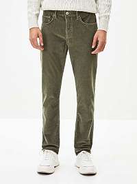 Zelené pánske menčestrové nohavice Celio Ponice
