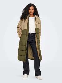 Zeleno-béžový prešívaný kabát ONLY Becca
