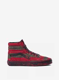 Zeleno-červené unisex vzorované členkové tenisky VANS Nightmare