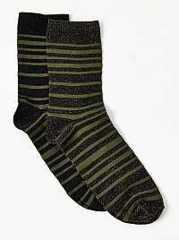 Zeleno-čierne pruhované ponožky CAMAIEU
