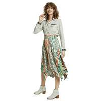 Zeleno-krémová dámska kvetinová midi sukňa Desigual Siros