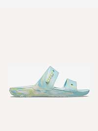 Zeleno-modré dámske vzorované šľapky Crocs Classic
