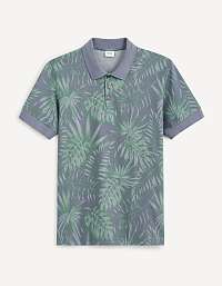 Zeleno-modré pánske vzorované polo tričko Celio Cepalm