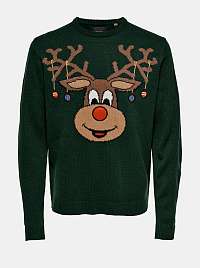 Zelený sveter s vianočné motívom ONLY & SONS Xmas