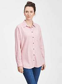 Ženy - Flanelová košeľa oversized Ružová
