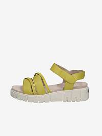 Žlté dámske kožené sandále Caprice na platforme