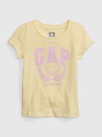 Žlté dievčenské tričko s organickým logom GAP