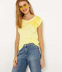 Žlté tričko s výšivkou Camaieu