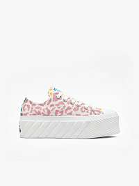 Žlto-ružové dámske vzorované tenisky Converse Chuck Taylor All Star Extra High Platform