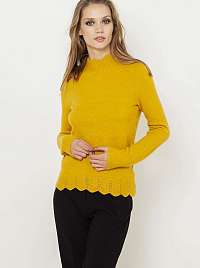 Žltý ľahký sveter s ozdobnými detailmi CAMAIEU