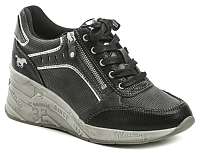 Mustang 1319-305-9 čierne dámske poltopánky na kline