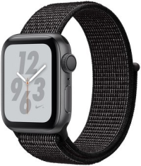 Apple Watch Series 4 Nike+mm vesmírně šedý hliník s černým provlékacím sportovním řemínkem Nike