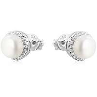 Beneto Strieborné náušnice kôstky s pravými perlami AGU131