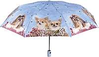 Blooming Brollies Dámsky skladací automatický dáždnik Cute Cats and Dogs Blue906B