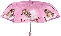 Blooming Brollies Dámsky skladací automatický dáždnik Cute Cats and Dogs Pink906C