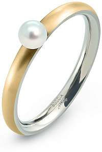 Boccia Titanium Pozlátený titánový prsteň s perličkou 0145-02 mm