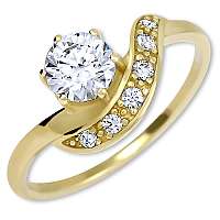Brilio Krásny zlatý prsteň s kryštálmi 229 001 00807 mm