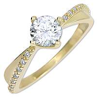 Brilio Zlatý dámsky prsteň s kryštálmi 229 001 00806 mm