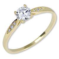 Brilio Zlatý zásnubný prsteň s kryštálmi 229 001 00809 mm
