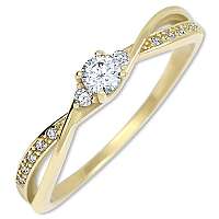 Brilio Zlatý zásnubný prsteň s kryštálmi 229 001 00812 mm