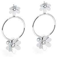 Brosway Oceľové náušnice s kruhmi a kytičkami Jardin BJR21