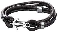 Brosway Pánsky čierny kožený náramok Marine BRN15 cm
