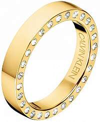 Calvin Klein Luxusné pozlátený prsteň s kryštálmi Hook KJ06JR1401 mm