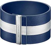 Calvin Klein Modrobiely kožený náramok Rebel KJ9KWB09010 6,5 cm - S