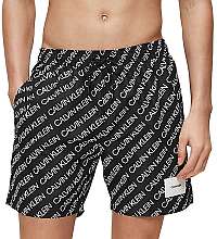 Calvin Klein Pánske kúpacie kraťasy Medium Drawstring - Print KM0KM00501-0GJ Logo Repeat Black L