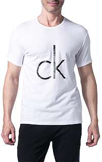 Calvin Klein Pánske tričko CK Sleep Cotton S/S Crew Neck NB1164E-100 White Whit Logo L