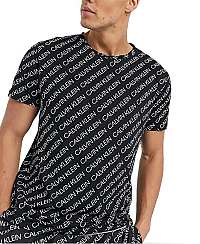 Calvin Klein Pánske tričko Crew Tee - Logo Print KM0KM00470-0GJ Logo Repeat Black L