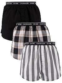 Calvin Klein Sada pánskych treniek CK One Slim Fit Boxer 3Pk NB3000A-LES Level Stripe / Black / Field Plaid XL