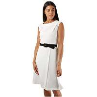 Closet London Dámske šaty Closet A-line Dress With Black Belt White S