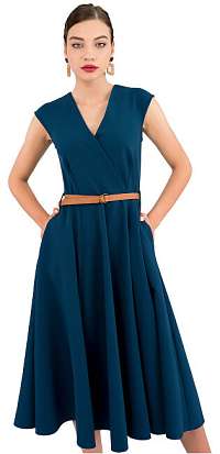 Closet London Dámske šaty Closet Flared Wrap Dress With Belt Petrol L