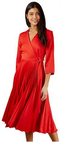 Closet London Dámske šaty Closet Wrap Pleated Dress Red L