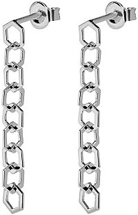 Cluse Strieborné visiace náušnice zložené z Hexagon CLJ52009