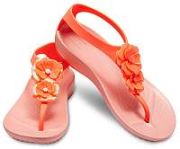 Crocs Dámske žabky Serena Embellish Flip W 205600-6PT Bright Coral/Melon-38