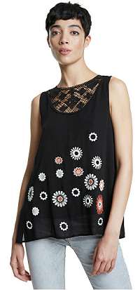 Desigual Dámska blúzka Blus Tebas Negro 20SWBW59 2000 L
