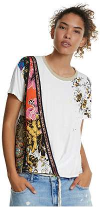 Desigual Dámske tričko Ts Atenas Blanco 20SWTKAT 1000 L