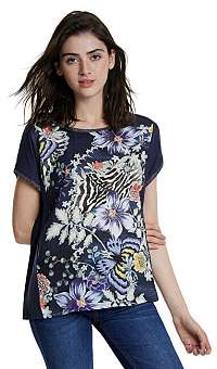 Desigual Dámske tričko Ts Edinburghu Navy 20SWTKBQ00 M