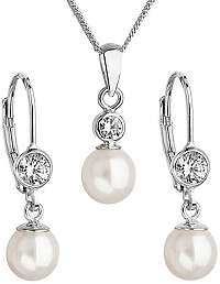 Evolution Group Dámska perličkový sada s kryštálmi Pavona006.1 biela