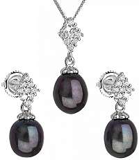 Evolution Group Luxusná strieborná súprava s pravými tahiti perlami Pavona018.3 (náušnice, retiazka, prívesok)