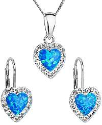 Evolution Group Srdiečková súprava šperkov161.1 & blue s.opal (náušnice, retiazka, prívesok)