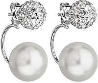 Evolution Group strieborné náušnice dvojité s kryštálmi Swarovski biele okrúhle179.1