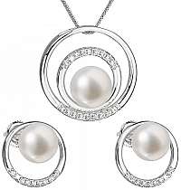 Evolution Group Súprava strieborných šperkov s pravými perlami Pavona038.1 (náušnice, retiazka, prívesok)