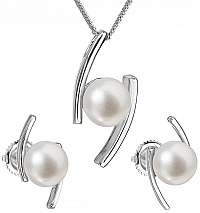 Evolution Group Súprava strieborných šperkov s pravými perlami Pavona039.1 (náušnice, retiazka, prívesok)