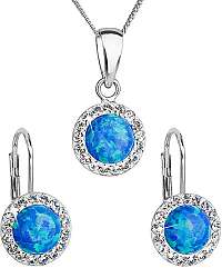 Evolution Group Trblietavá súprava šperkov160.1 & blue s.opal (náušnice, retiazka, prívesok) (náušnice, retiazka, prívesok)