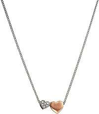 Fossil Oceľový náhrdelník so srdiečkami JF03097998