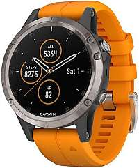 Garmin Fenix 5S Plus Sapphire Titanium, Flare Orange